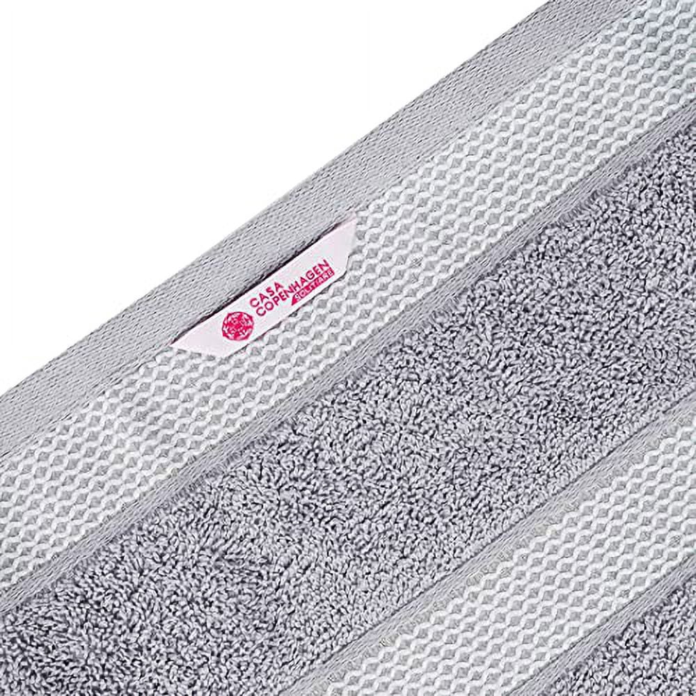 CASA COPENHAGEN Designed in Denmark 600 GSM 2 Large Bath Towels 2 Large Hand Towels 2 Washcloths, Super Soft Egyptian Cotton 6 Towels Set for Bathroom, Kitchen & Shower - Grey Violet