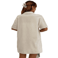 thumbnail image 5 of LYMAYTER Women's Summer 2 Piece Breathable Button-Up Shirt & Functional Pocket Shorts Tracksuit Outfit, 5 of 8