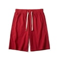thumbnail image 1 of Mens Shorts, Mens Casual Fashion Drawstring Elastic Waist Solid Side Pockets Short Pants, 1 of 3