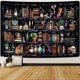 thumbnail image 1 of Bookshelf Tapestry Magical Book Tapestries Goth Skull Tapestry Vintage Botanical, 1 of 5
