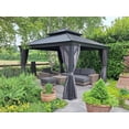thumbnail image 4 of PURPLE LEAF 12' X 12' Hardtop Gazebo Aluminum Frame Gazebo with Galvanized Steel Double Roof for Patio Lawn and Garden, Curtains and Netting Included, Grey, 4 of 18