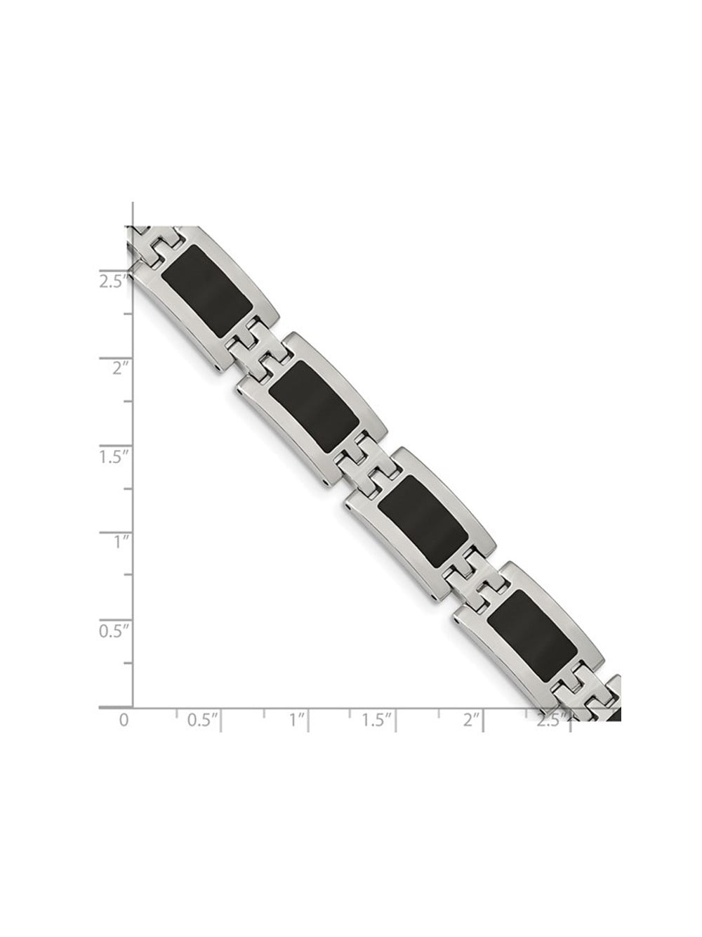 Gem & Harmony Mens Stainless Steel Bracelet with Black Enamel (9 inches ) for Men
