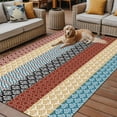 thumbnail image 2 of Fsddascl Boho Orange Outdoor Rug for Patio/Deck/Porch, Non-Slip Large Area Rug 6 x 9 Ft, Yellow Geometric Stripes Turquoise Bohemia Indoor Outdoor Rugs Washable Area Rugs, Camping Rug Carpet, 2 of 5