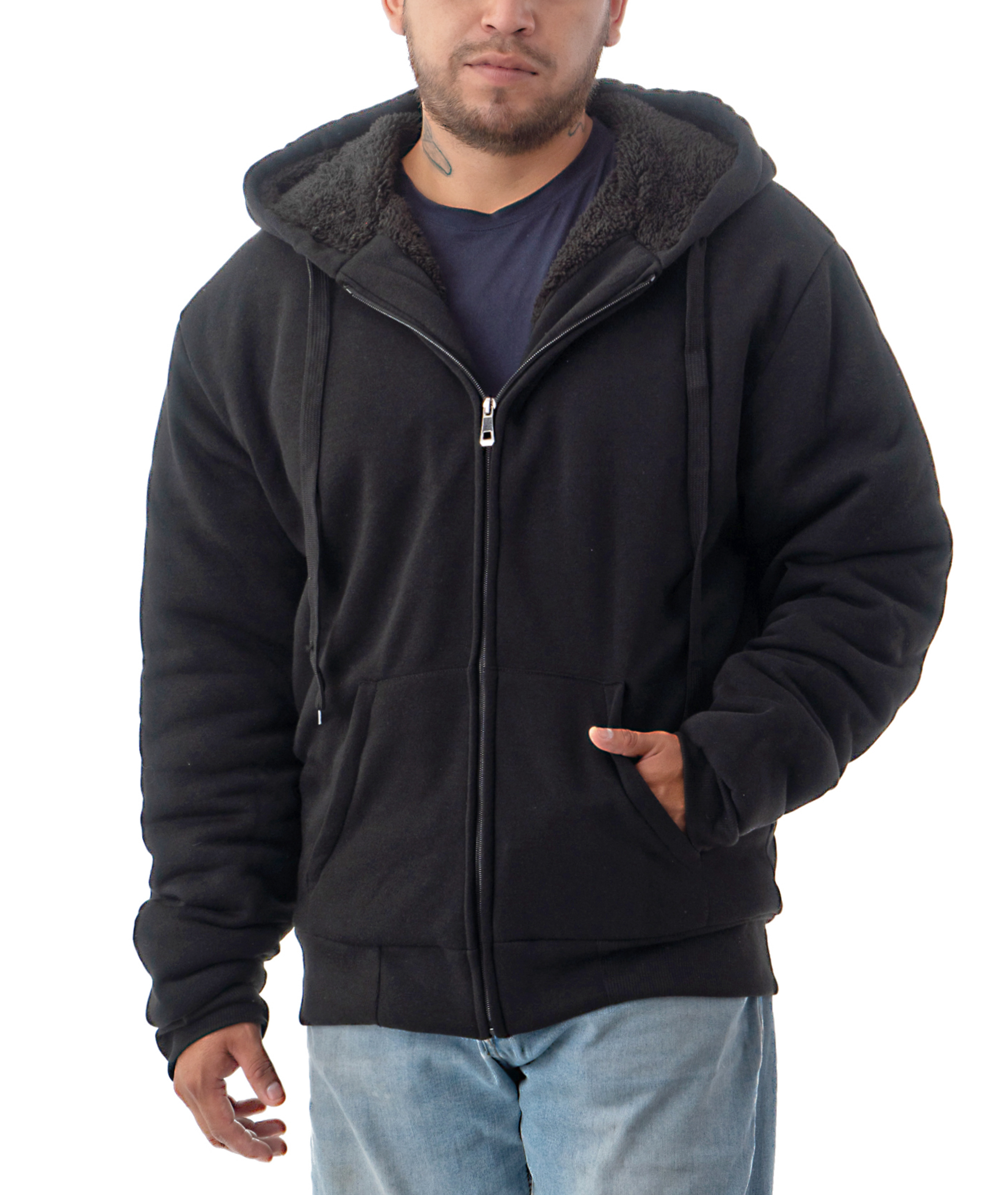 Jvini Men's Ultra Soft Sherpa Lined Full Zip Hoodie photo 1