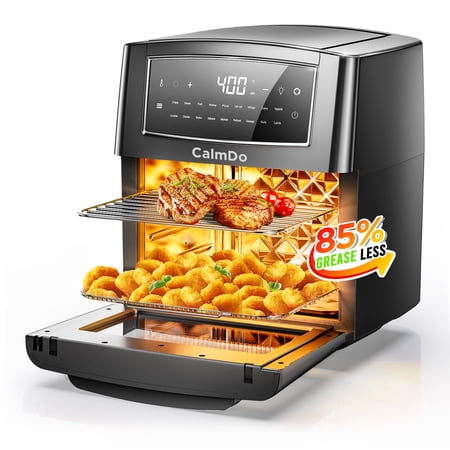 CalmDo Air Fryer Oven, 18 in 1 Toaster Ovens Countertop Convection Ovens, Air Fryer Countertop for Rotisserie, Roast, Bake, Dehydrate, 12.7QT/12L Air Fryer Toaster Oven with 10 Accessories, 1500W
