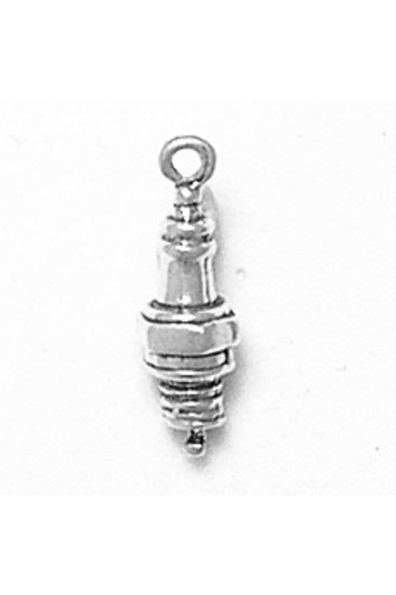 Sterling Silver 7" 4.5mm Charm Bracelet With Attached 3D Automobile Car Or Truck Engine Spark Plug Charm