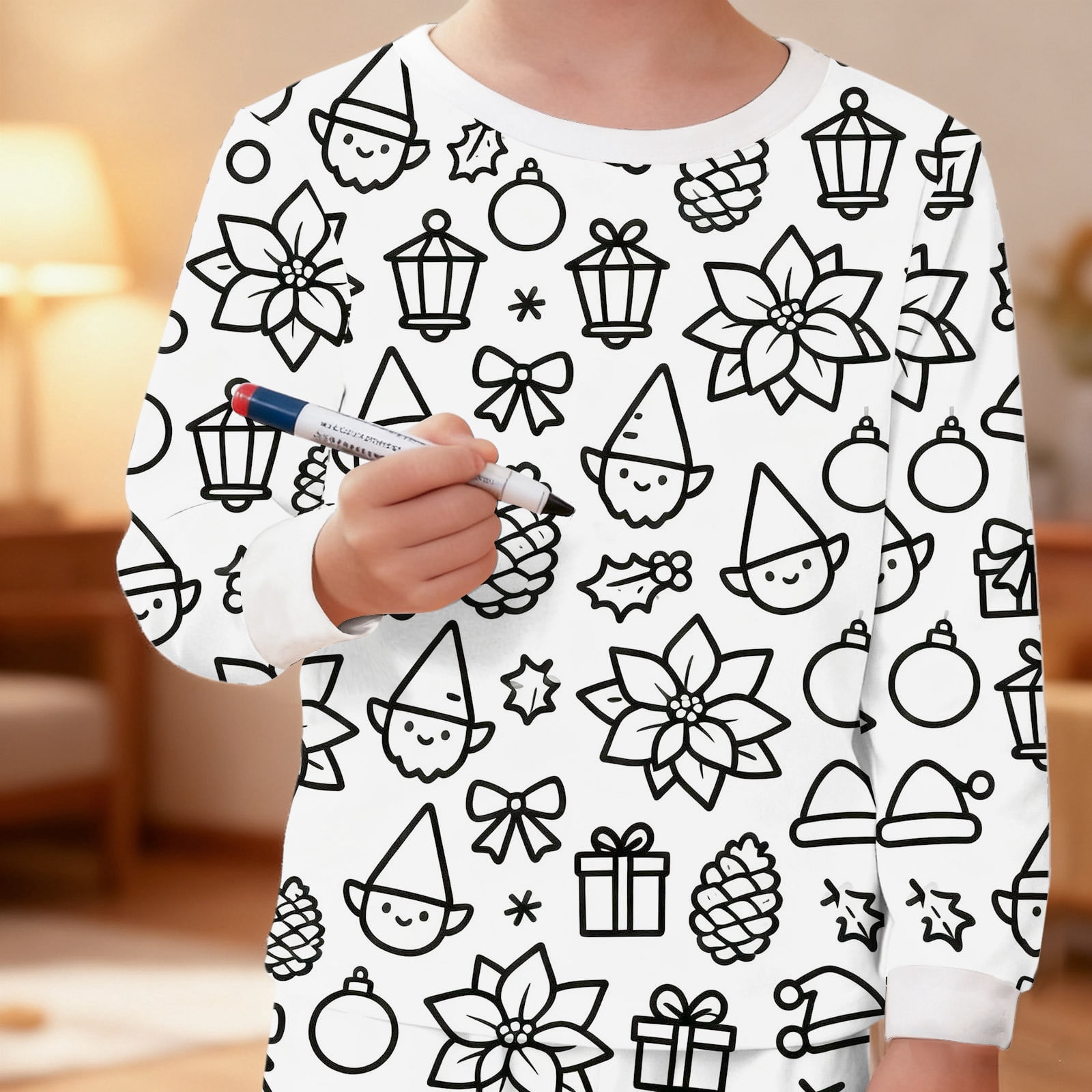 Owordtank Kids DIY Colorable Pants Set Boys Girls Hand Painted T Shirts and Pants Sets Funny Cartoon Coloring 2 Piece Outfits
