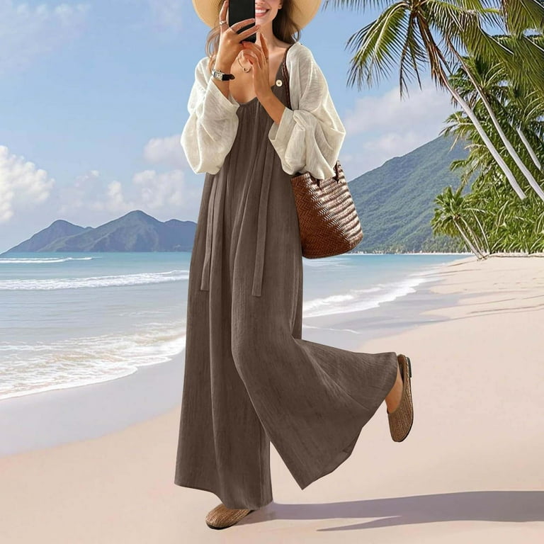 Plus Size Womens Dresses Clothes Short Sleeve Dress Brown 4(S) Dresses  Casual Fashion Ladies Solid Color Crew Neck Button Pocket Long Pants  Jumpsuit Trousers Long Dresses for Women - Walmart.com