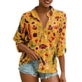 thumbnail image 2 of Sonducket Blusa informal con botones de manga larga y estampado de gasa para mujer Prendas para la parte del cuerpo Amarillo METRO, 2 of 6