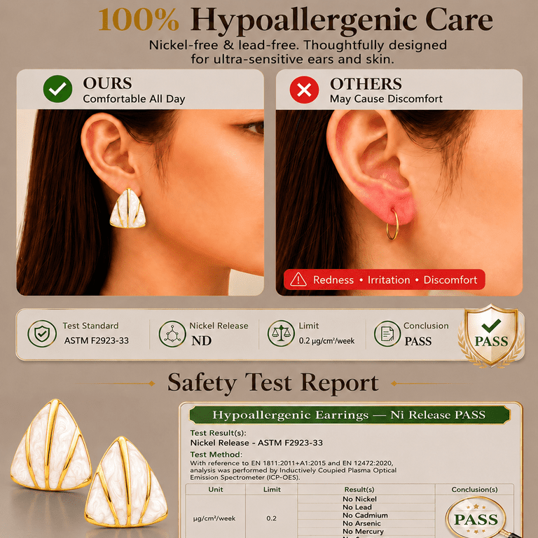 Eclipton Gold Plated Triangular Geometric Stud Earrings photo 6