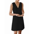 thumbnail image 2 of Women'S Summer Sleeveless Mini Dress Cotton Linen V Neck Cinched A Line Slim Tank Short Dress, 2 of 7