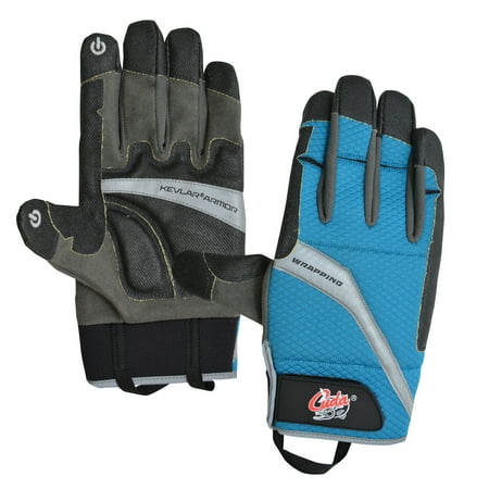 Cuda Wire Wrapping Gloves for Fishing and Boating Black and Blue Unisex Large 1 Pair