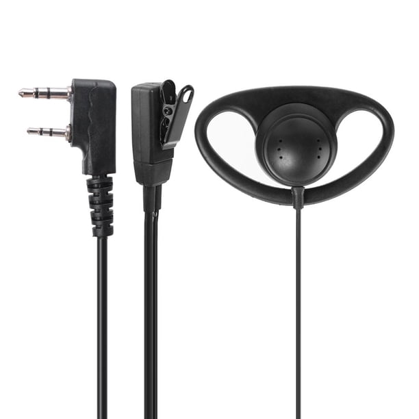 Auricular de walkie-talkie Auricular en forma de D de 2 pines Auricular PTT Mic Earhook Auricular para radio bidireccional Baofeng Hugtrwg Para estrenar