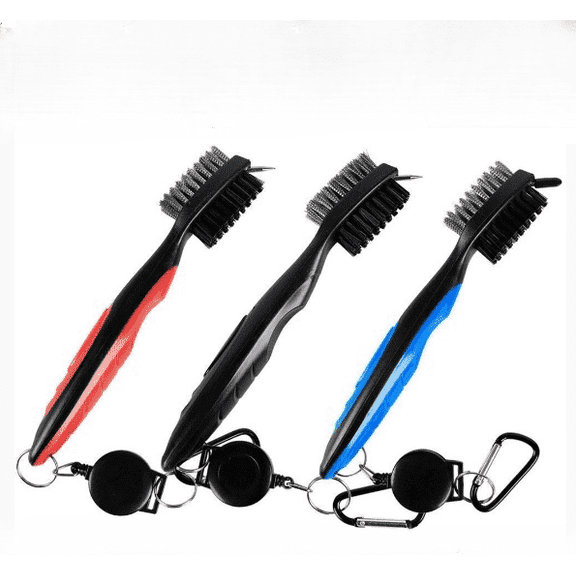 3 Pack Golf Club Brush and Club Groove Cleaner with Retractable Zip-line and Aluminum Carabiner Cleaning Tools , Golf Accessories, Golf Gifts for Men , Golf Ball Cleaner, Easily Attaches to Golf Bag