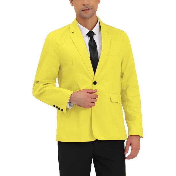 CHAQUETA DE TRAJE CHIC PARA HOMBRE INSPIRE, CON SOLAPA EN V, MANGA LARGA, VENTILACIÓN SENCILLA EN LA PARTE TRASERA, BLAZER DE UN BOTÓN, TAMAÑO 38, COLOR AMARILLO