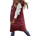 thumbnail image 3 of Red Winter Jackets for Women, Jackets for Women, Womens Winter Sleeveless Coat Vest Long Hoodie Warm Down Coat With Pockets Quilted Outdoor Jacket, XXL, 3 of 8