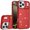 Red, variant on For iPhone 17 Pro Max Beautiful Diamond Metallic Design Metal Chrome Edged Hybrid - Rose Gold
