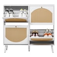 thumbnail image 6 of UBesGoo Shoe Storage Cabinet with 4 Flip Drawers, Slim Entryway Shoe Organizer with Half Round Woven Rattan Doorst, White, 6 of 11