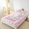 thumbnail image 4 of jejeloiu Chic Snowflake Bed Sheets,Merry Christmas King Sheets,Pink White Lines Sheet Set For Teens,Ultra Soft Home Decor,4-Piece, 4 of 7
