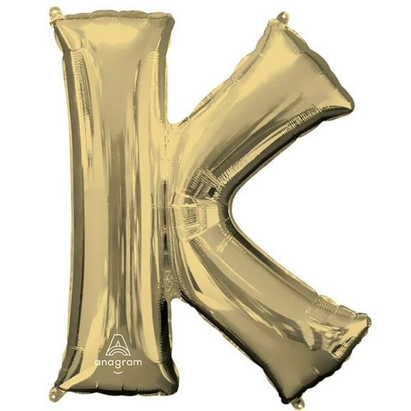 34 inch Letter K - Anagram - White Gold Foil Mylar Balloon - Party Supplies Decorations