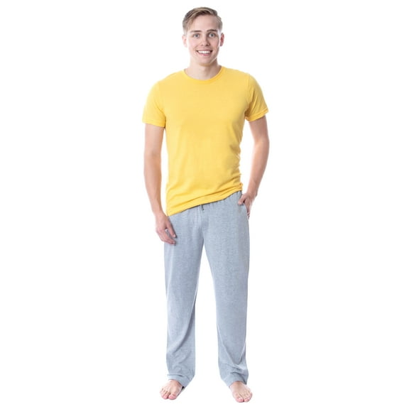 Intimo Men's 2 Piece Pajama Set Cotton/Poly Blend Jersey Knit Lounge Pants With Soft T-Shirt Top