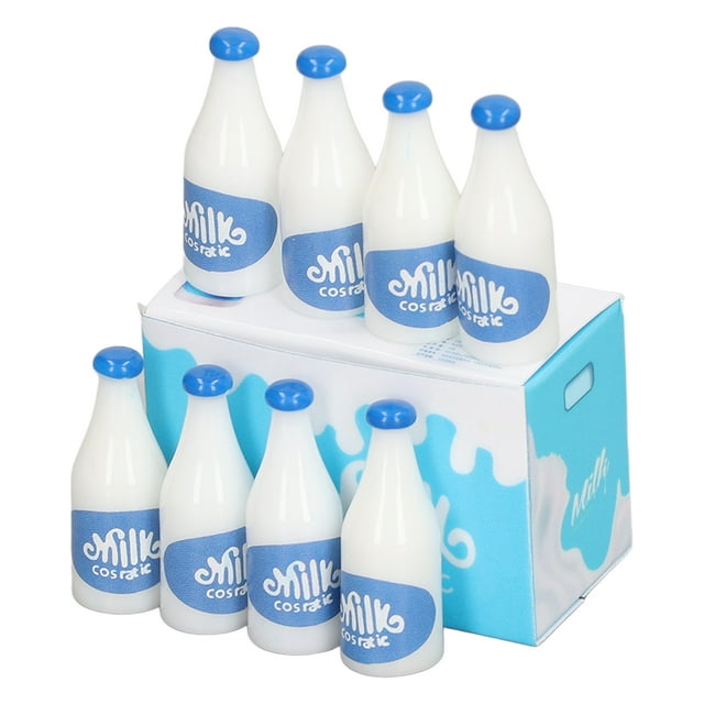 Juego de botellas de leche en miniatura BuyWeekMX 8 piezas para casa de muñecas