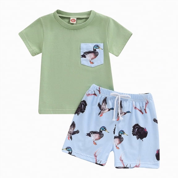 NIEWTR Toddler Baby Summer Outfits Baby Boy Summer Clothes Summer Outfits Set Cute Infant Outfits Short Sleeve Race Car Print Tee and Shorts 2Pcs(Green,18-24 Months)