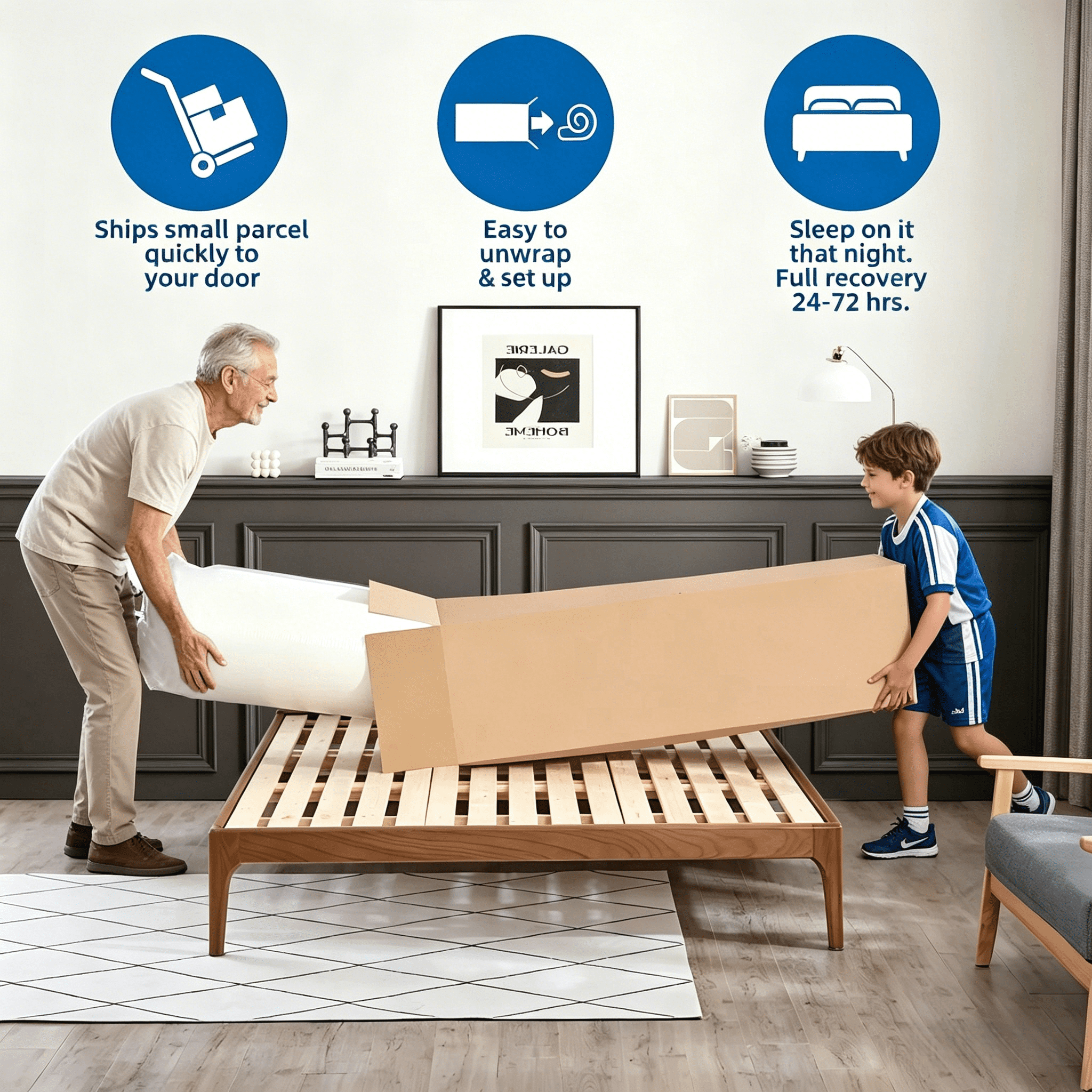 Queen Mattress 12 inch, Hybrid Queen Size Mattress in a Box with Upgrade Innerspring, White