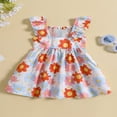 thumbnail image 2 of PENGXIANG Bébé Filles Robes d'Été Bambin Mouche Manche Carrée Floral Robe de Soleil, 2 of 8