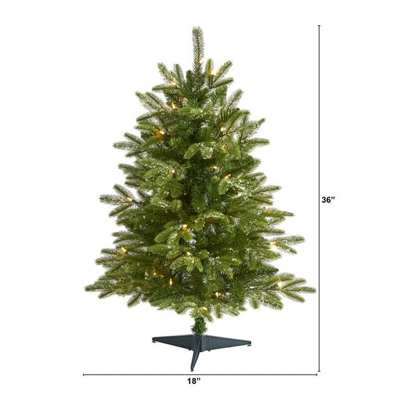 Nearly Natural 3ft. Snowed Grand Teton Fir Artificial Christmas Tree with 50 Clear Lights and 111 Bendable Branches