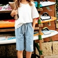 thumbnail image 4 of WERYOUNG Girls Boys Sports Pants Spring Summer Casual Butterfly Printed Elastic Waist Drawstring Loose Knee-Length Pants Child Comfort Sweat Pants,Sky Blue,140, 4 of 5