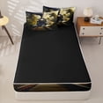 thumbnail image 4 of Castle Fairy Jungle Steam Train Zipper Twin Comforter Sets with Fitted Sheet and 2 Pillowcases,Palm Tree Art Zipper Bedding Set for Bedroom,Black Green,4-Piece,Black Reversible, 4 of 6