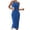 Blue, variant on Womens Halter Neck Sundress Sleeveless Stretch Slim Fit Maxi Dress Solid Color Ribbed Knit Long Dress Casual Dress White M