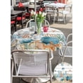 thumbnail image 5 of Outdoor Tablecloths with Umbrella Hole & Zipper, Teal Blue Coastal Round Tablecloth 54 Inch, Summer Beach Starfish Shell Coral Nautical Vintage Waterproof Table Cloth, Patio/Pool/Picnic Table Covers, 5 of 8