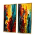 thumbnail image 3 of Designart "Journey of Abstraction in Yellow and Turquoise II" Abstract Framed Wall Art Set Of 2 - Yellow Abstract Gallery Wall Frame Set For Home Decor, 3 of 7