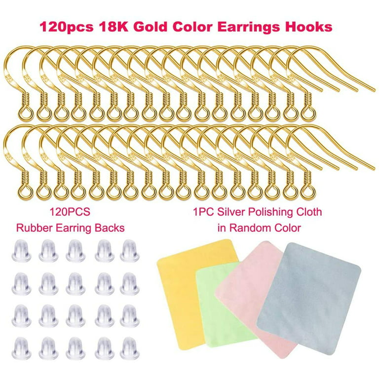 Gold Fishhook Earring Hooks - 120 PCS/60 Pairs 18K Gold