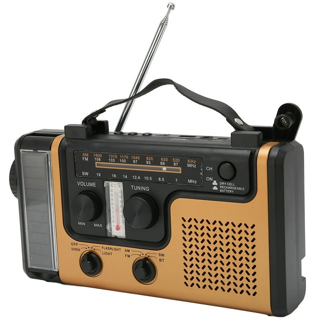 Radio meteorológica de emergencia, Radio portátil LED solar con manivela solar Radio AMFMSW Tecnología innovadora