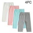thumbnail image 2 of Chbgutlmr Baby Clothes Girls 4pc Capri Leggings Kids Elastic Waist Solid Color Soft Slim Comfy Workout Pants, 2 of 8