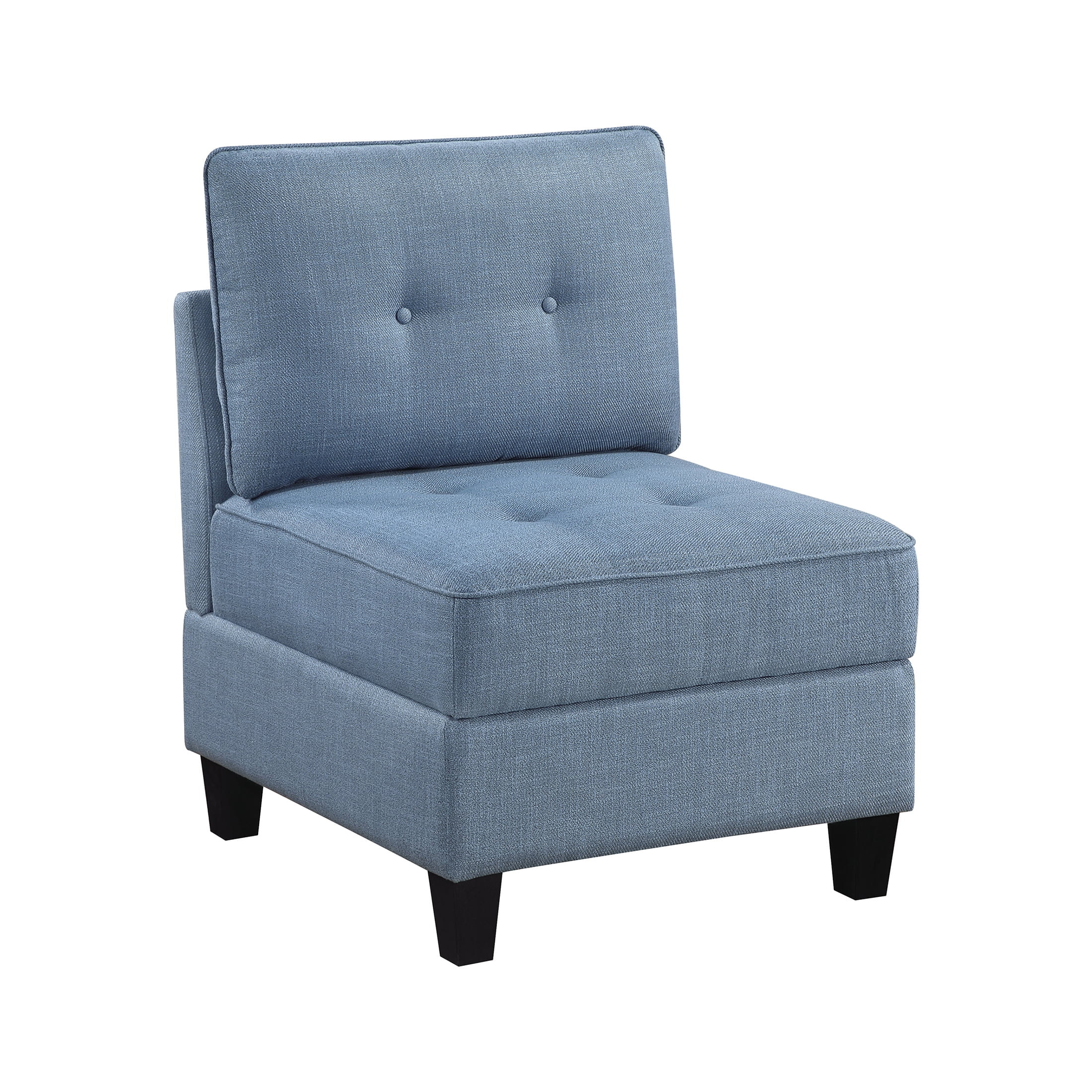 OakvillePark Silvercross Textured Fabric Armless Chair with Storage, Module for Modular Sectional Sofa, Blue