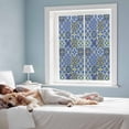 thumbnail image 3 of Vintage Boho Window Privacy Film, Middle Century Bohemia Style Patchwork Blue Static Cling UV Sun Blocking Heat Control Window Tint Day and Night, Non-Adhesive One Way Privacy Cover 19.6''x39.3'', 3 of 7