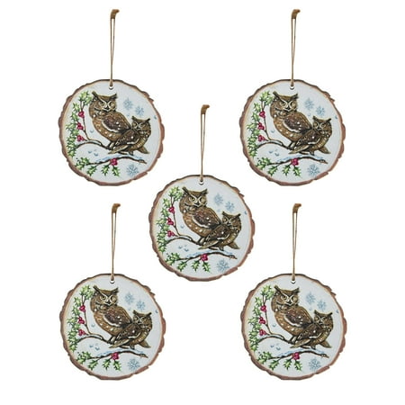 

Indoor Christmas Decorations LAWOR Lovely Christmas Round Wooden Hanging Night Scenery Printed Pendant Multicolor h893