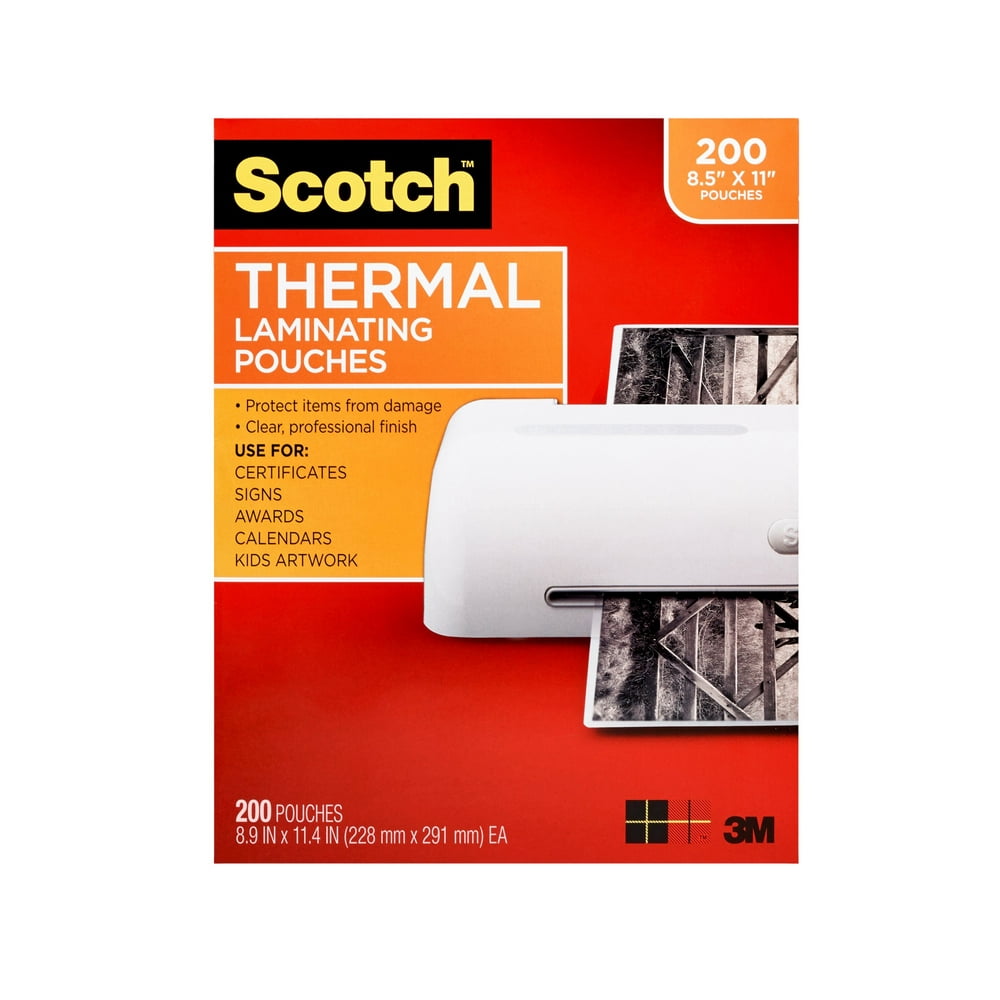 Scotch Thermal Laminating Pouches, 200 Count, 8.5" x 11", 3 mil Thick