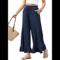 thumbnail image 3 of Pantalones Palazzo de Pierna para Mujer, Cintura Alta, Elásticos, con Cordón y Bolsillos, Color Azul Marino, Talla XXL, 3 of 8