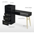 thumbnail image 5 of BarberPub Makeup Vanity Desk with Storage Drawer and Cabinet, Nail Desk with Golden Handles & Legs, 5 of 8
