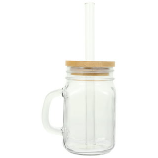 NUOLUX Mason Jar Jars Glass Drinking Straw Lids Cups Mug Coffee Straws  Glasses Cup Mouth Tea Wide Milk Handle Lid Smoothie