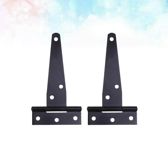 2PCS 3 Inches T Shape Rustproof Iron Light Duty Shed Hinge Gate Strap Hinges for Door Gates Black
