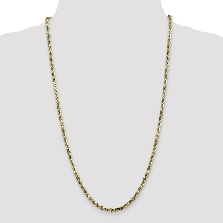 10K Yellow Gold Solid Diamond Cut Rope Chain Necklace (4mm, 22 inch), adult Unisex, Size: 4 mm
