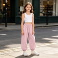 thumbnail image 6 of Ruyang 3T-15Years Girls Lightweight Baggy Joggers Elastic Waist Wide Leg Pants Kids Teen Hip Hop Dance Casual Sports Trousers, 6 of 7