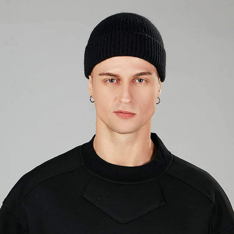 Viworld Wool Knit Cuff Short Fisherman Beanie for Men Women