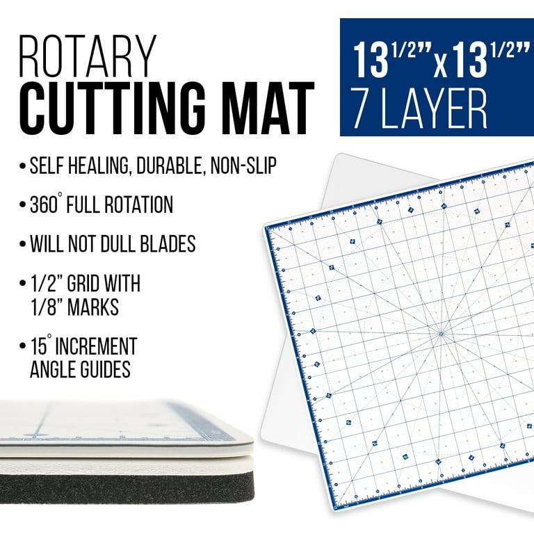 13.5 inch x 13.5 inch Rotary White Professional Self Healing 7-Layer Durable Non-Slip PVC Cutting Mat